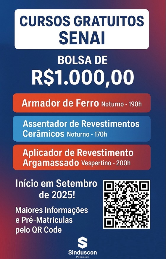 Oportunidade de Cursos Gratuitos na Área da Construção Civil
