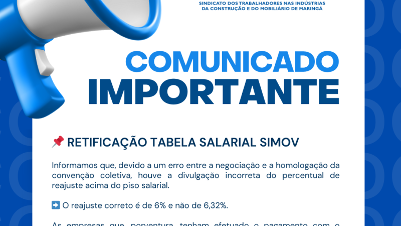 Retificação Tabela SIMOV